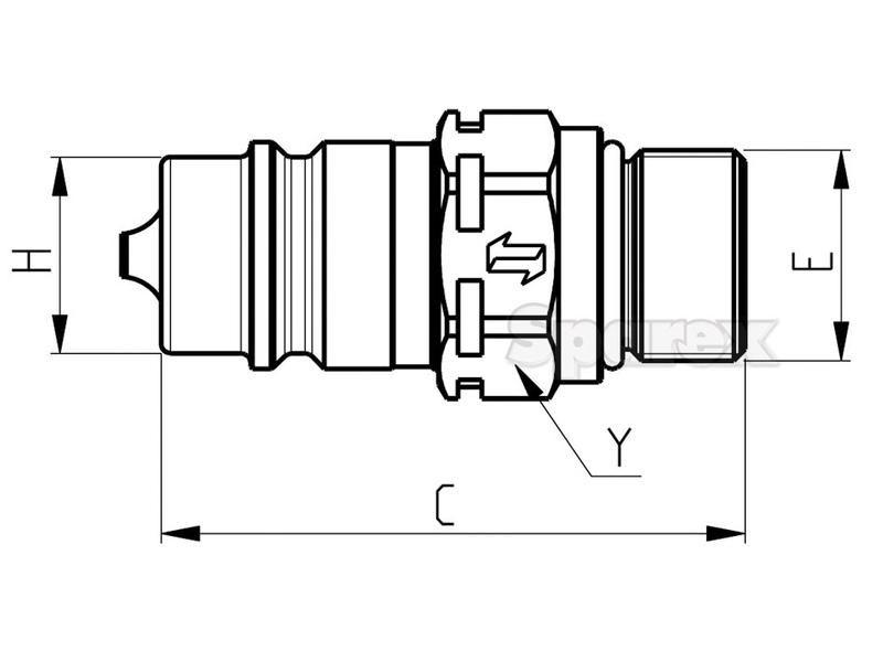 Faster Quick Release Hydraulic Coupling Male 1/2'' Body x M22 x 1.50 Metric Male Thread Faster S.p.A (CNV082/2215 M, CNV082/2215M)