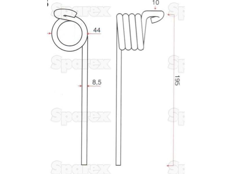 Pick-Up Haytine - - Length:195mm, Width:mm, Ø8.5mm - Replacement for John Deere for John Deere 590