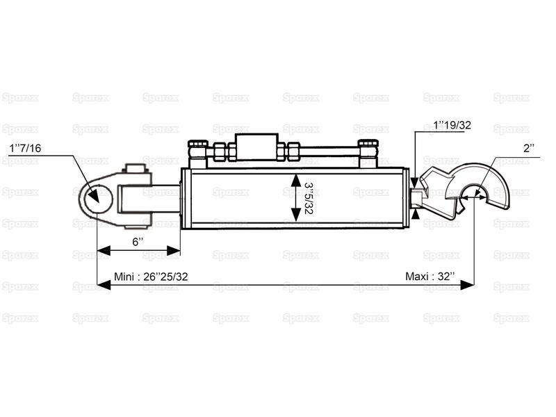 Hydraulic Top Link (Cat.36mm/2) Knuckle and Q.R CBM Hook, Cylinder Bore: 80mm, Min. Length : 680mm.