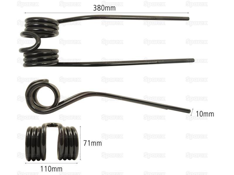 Tedder haytine - - - Length:380mm, Width:110mm, Ø10mm - Replacement for Deutz-Fahr, Fort-Morra, PZ for Morra VARIOUS