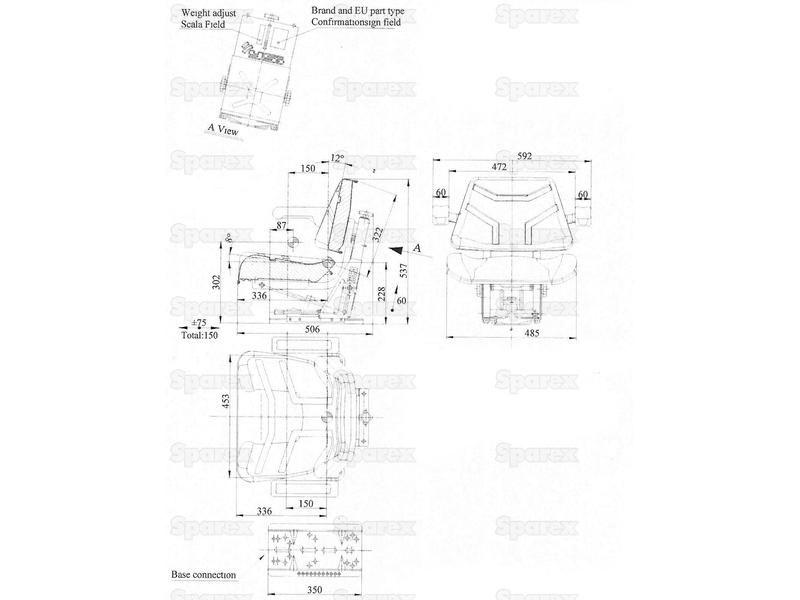 Sparex Seat Assembly for Case IH 885 (85 Series)