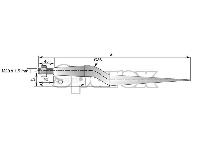 Cranked Loader Tine | 910mm for Kverneland (221177)