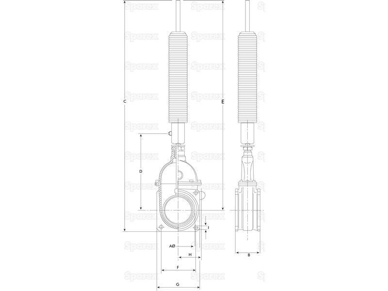 Gate valve with oildynamic ram with spring - Double flanged - Heavy duty 6''