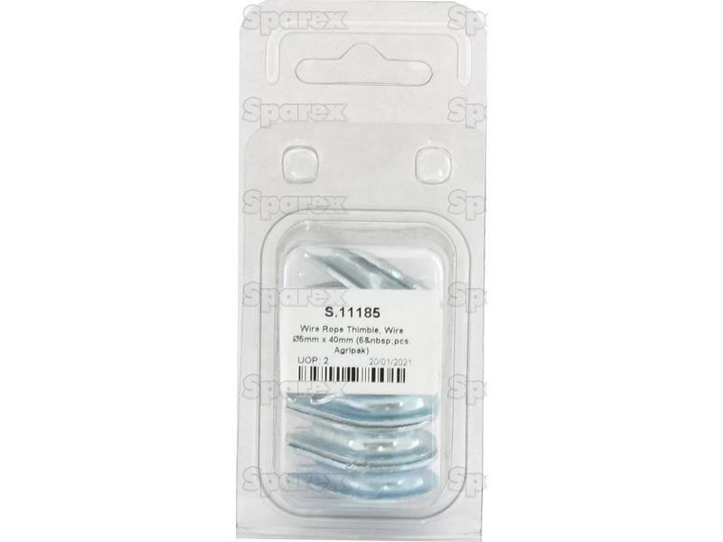 Wire Rope Thimble, Wire Ø5mm x 40mm (6 pcs. Agripak)