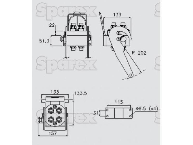 Faster Multiport Coupling - 4 Ports 3/8'' Body x 1/2'' BSP Female Thread (Mobile Part) Faster S.p.A (2P506-4-12G M C, 2P506412GMC, 2P506-4-12GMC)