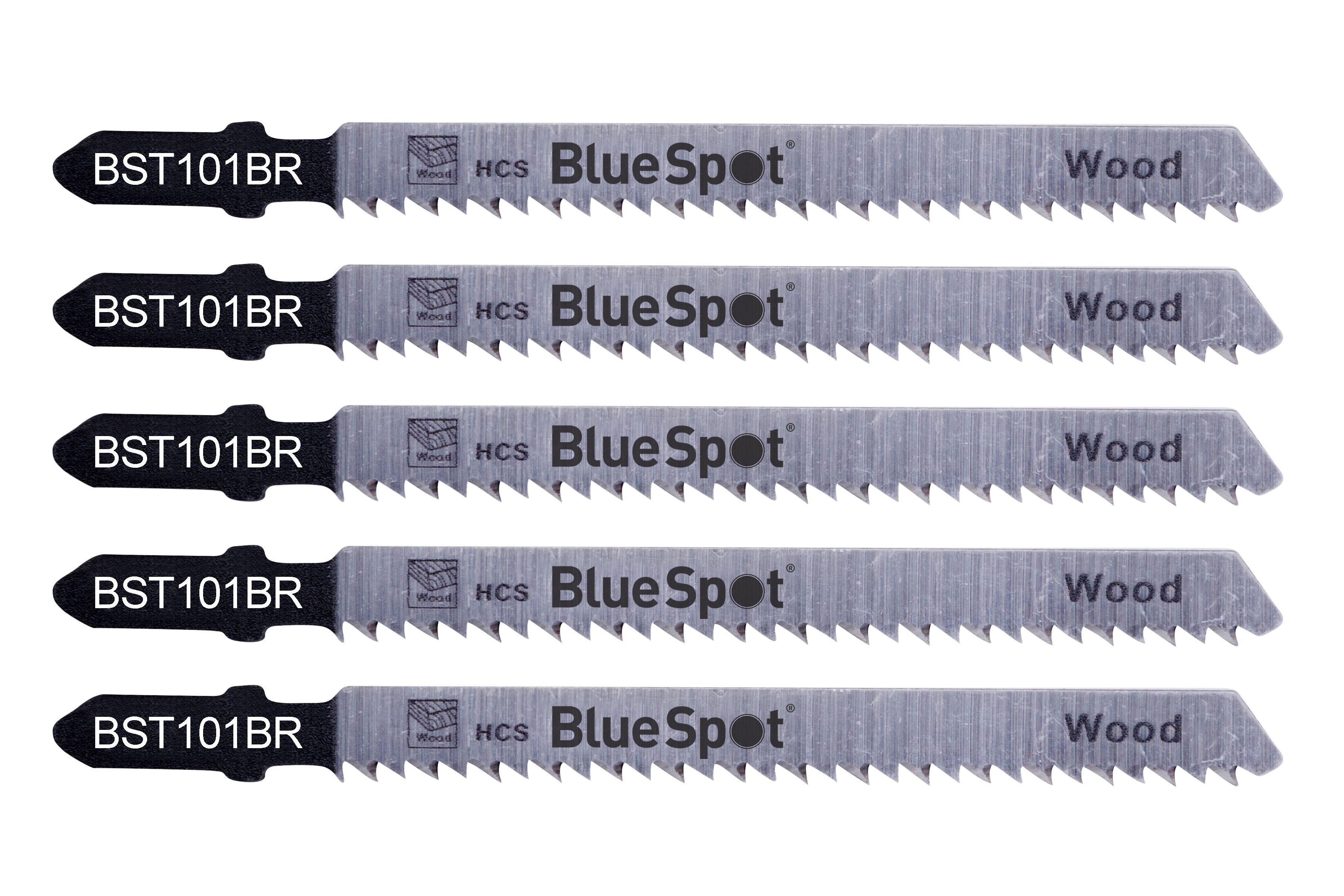Blue Spot Tools 5 PCE HCS Reverse Pitch Jigsaw Blades For Wood (10 TPI)