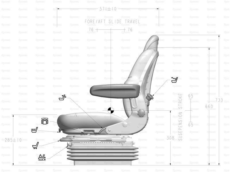 Air Suspension Seat - 12V (Fabric) for Case IH FARMALL 75A