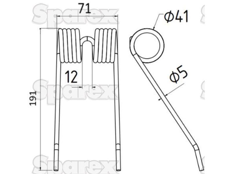Pick-Up Haytine - - - Length:191mm, Width:71mm, Ø5mm - Replacement for New Holland Ford New Holland (683310)