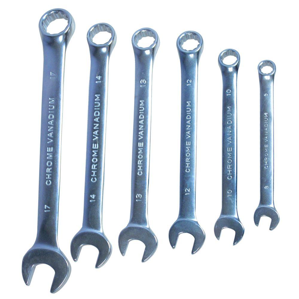 Blue Spot Tools 6 PCE Chrome Vanadium Metric Combination Spanner Set (8-17mm)