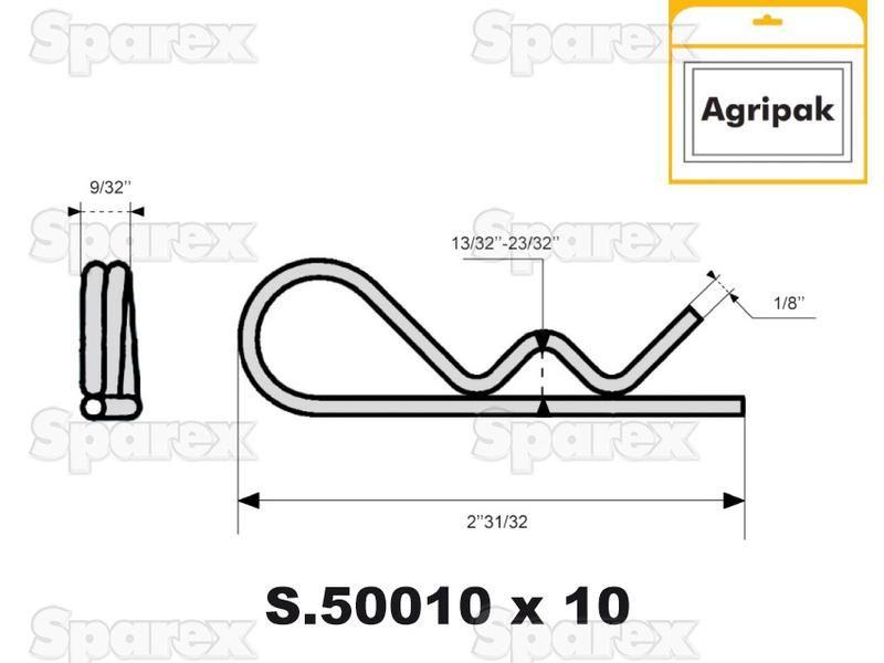 Double Wound Grip Clip, Clip Ø3mm x 75mm