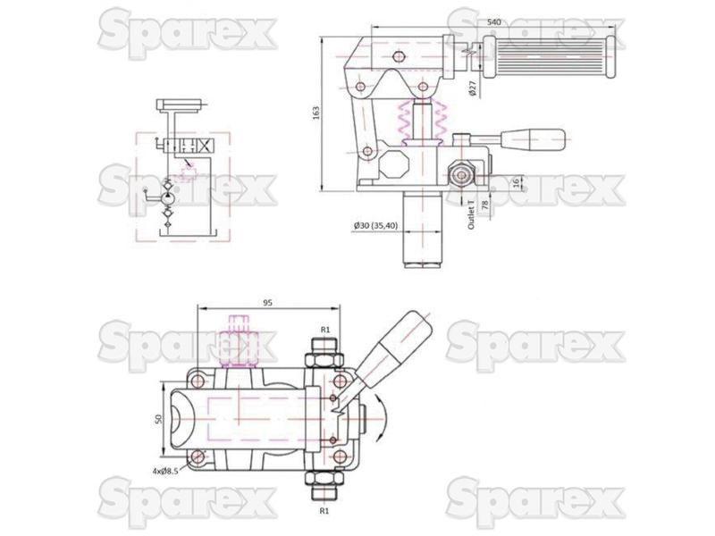 Hydraulic Hand Pump - Double Acting, Displacement cm°³: 25CC, Tank Capacity: 2 ltr(s)