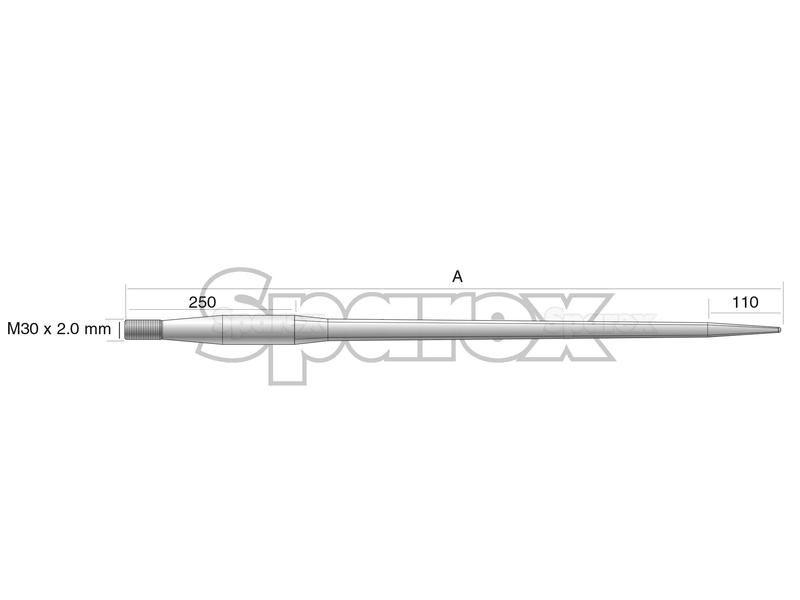 Straight Loader Tine | 1250mm for Kverneland (241162M30)