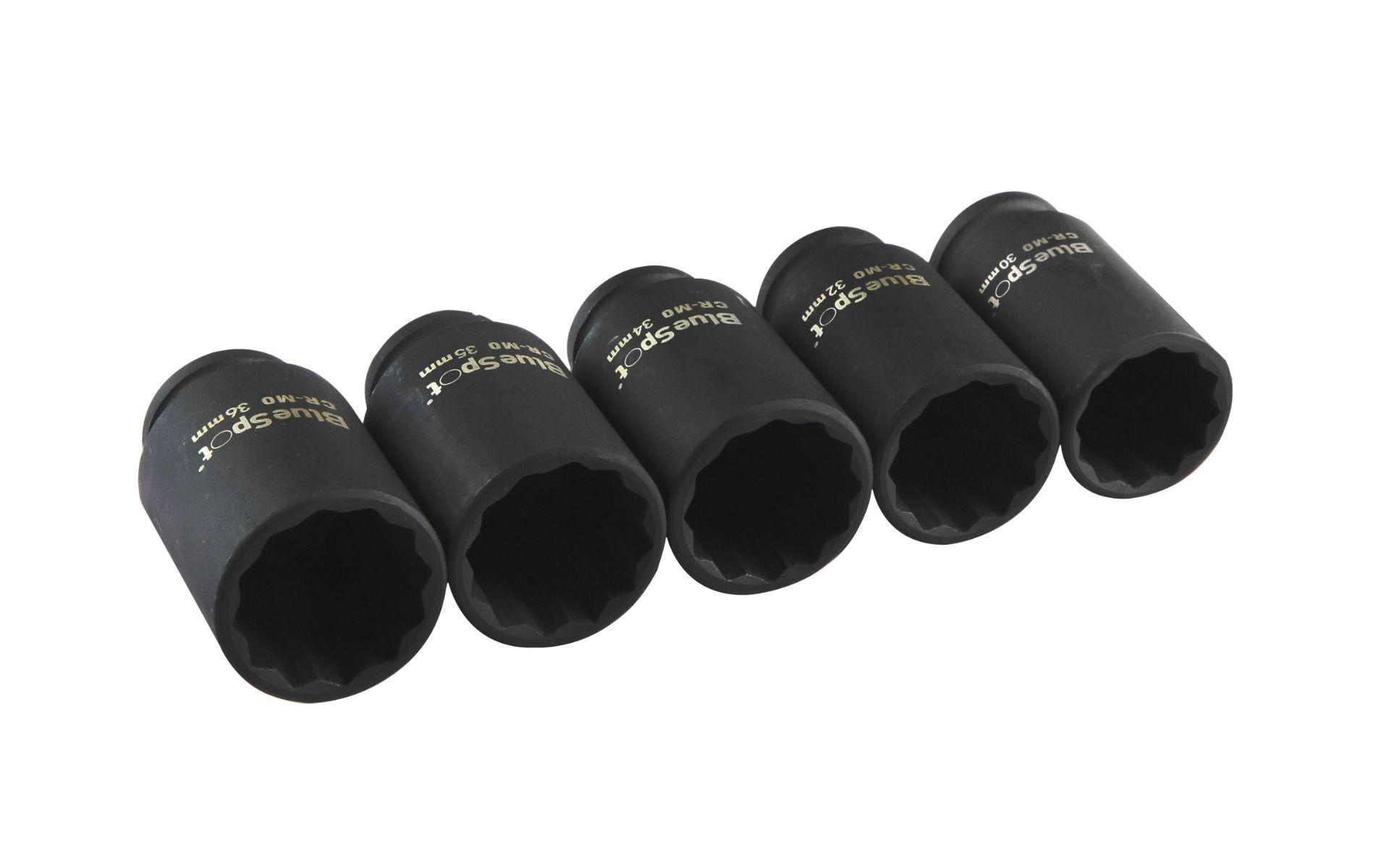 Blue Spot Tools 5 PCE 1/2" Impact Hub Nut Sockets 30-36mm