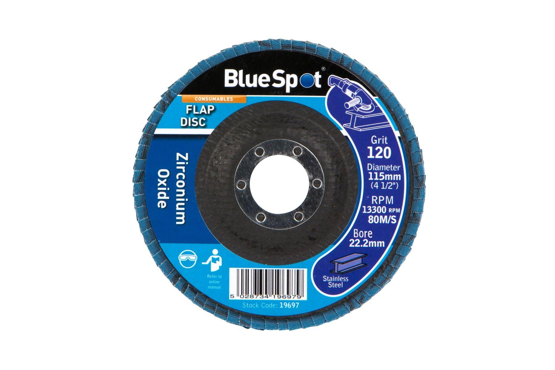 Blue Spot Tools 115mm (4.5") 120 Grit Zirconium Oxide Flap Disc