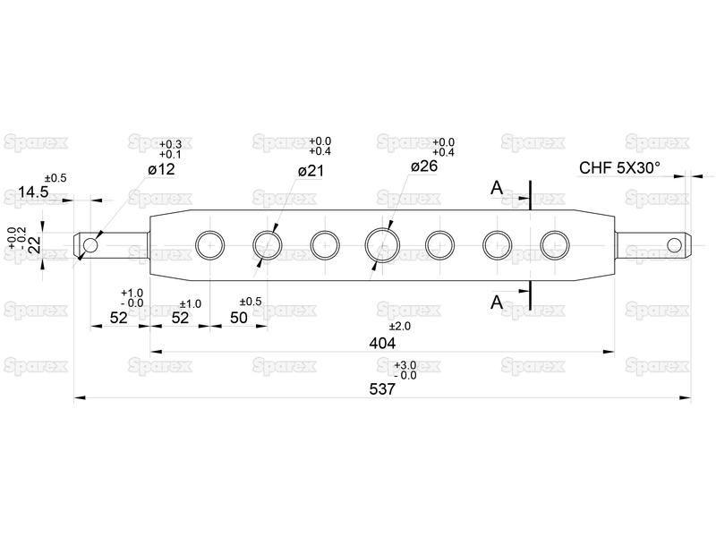 Drawbar Hitch System (Cat. 1) No. holes: 7, 508mm.