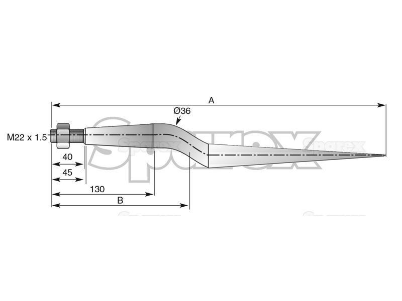 Cranked Loader Tine | 1000mm for Audureau, Kuhn (30403000)