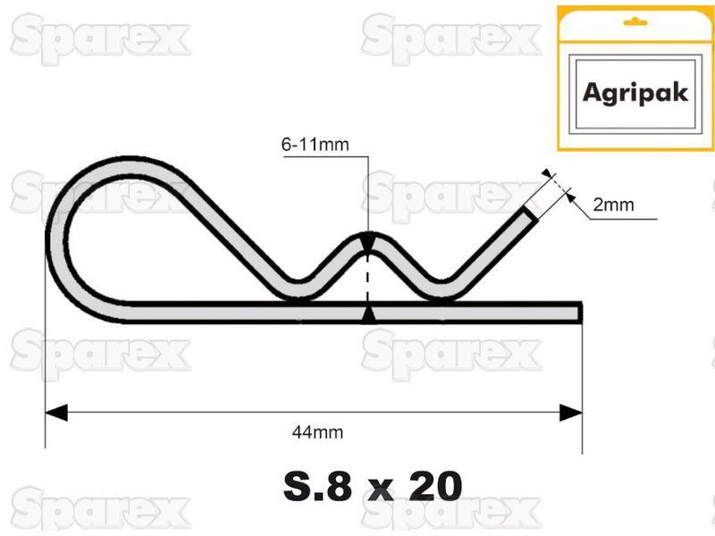Grip Clip - Single Wound, Clip Ø2mm x 44mm