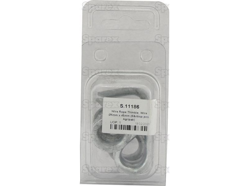 Wire Rope Thimble, Wire Ø6mm x 45mm (6 pcs. Agripak)