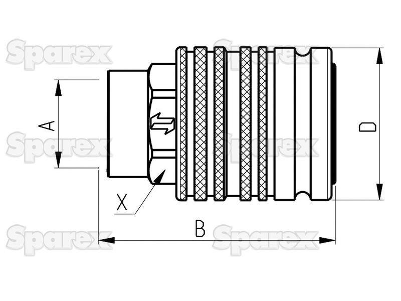 Faster Quick Release Hydraulic Coupling Female 1/2'' Body x 1/2'' BSP Female Thread Faster S.p.A (4PV 12 GAS F, 4PV12GASF)