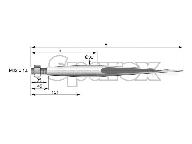 Straight Loader Tine | 660mm for Universal, Faucheux, Tanco