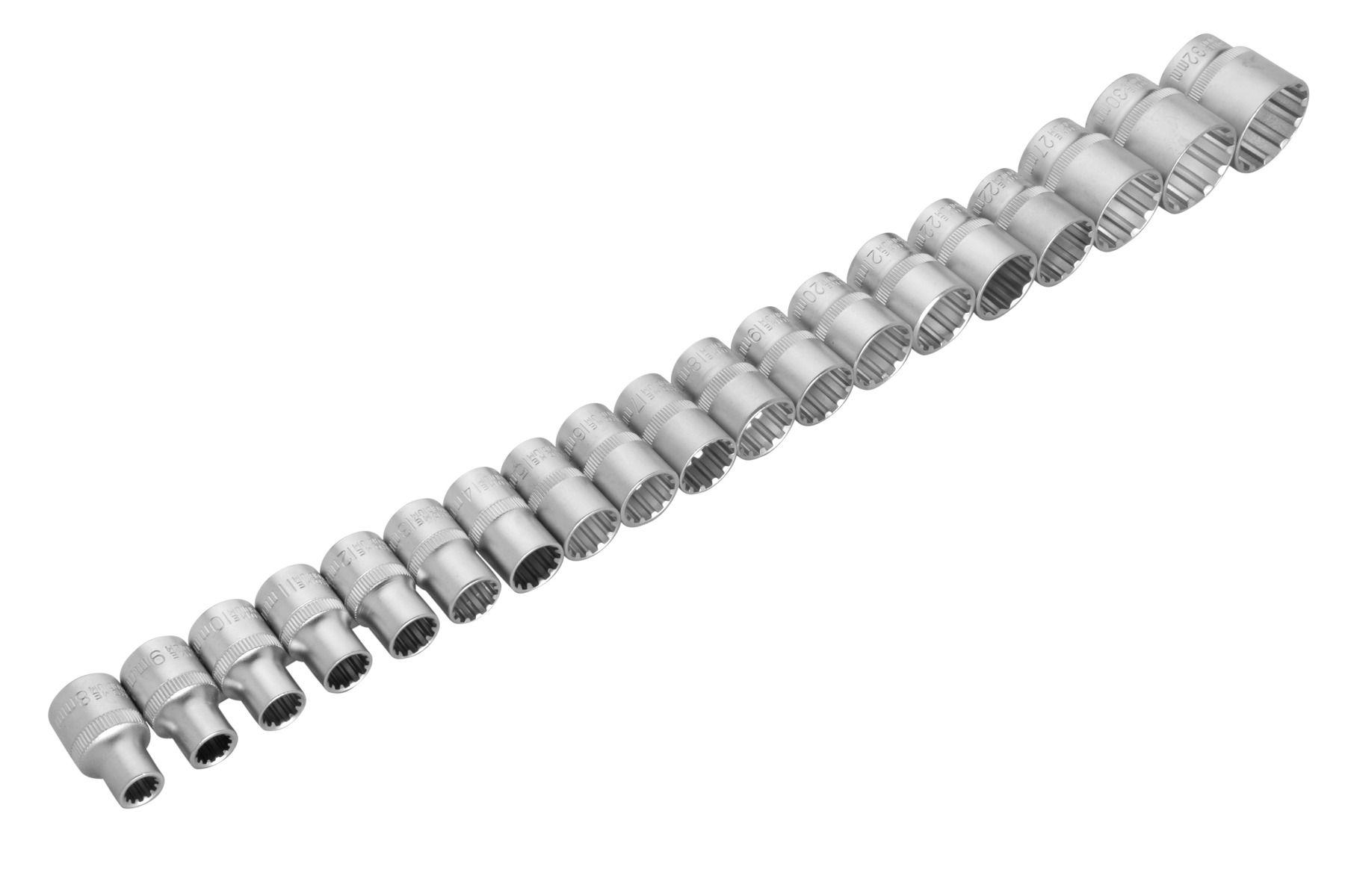 Blue Spot Tools 19 PCE Multi Fit 1/2" Drive Socket Set (8-32mm)