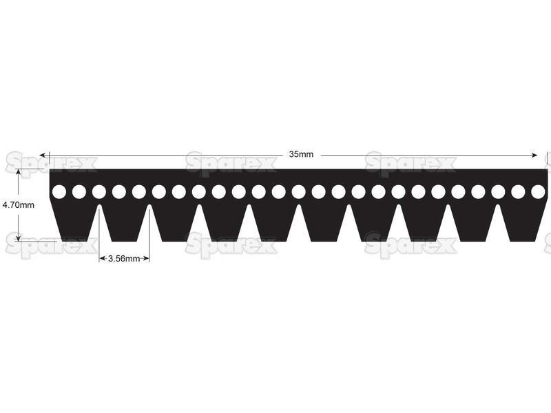 Poly V / Multi-Rib Belt - PK Section - Belt No. 10PK1890 for Massey Ferguson 7626 DYNA 6
