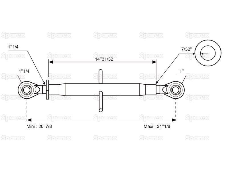 Top Link Superlink (Cat.2/3) Ball and Ball, Min. Length: 530mm.