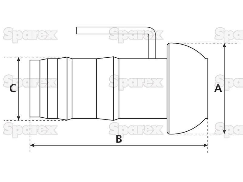 Coupling with Hose End and Handle - Male 6'' (159mm) x6'' (150mm) (Galvanised)