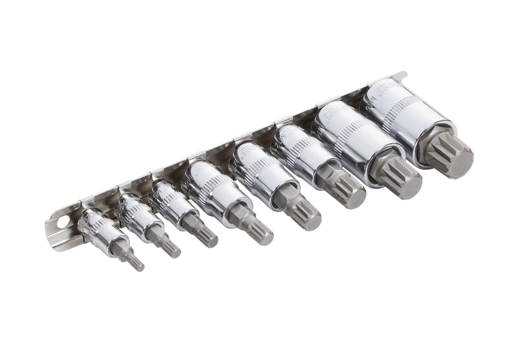 Blue Spot Tools 8 PCE 1/4"-3/8"-1/2" Spline Bit Sockets