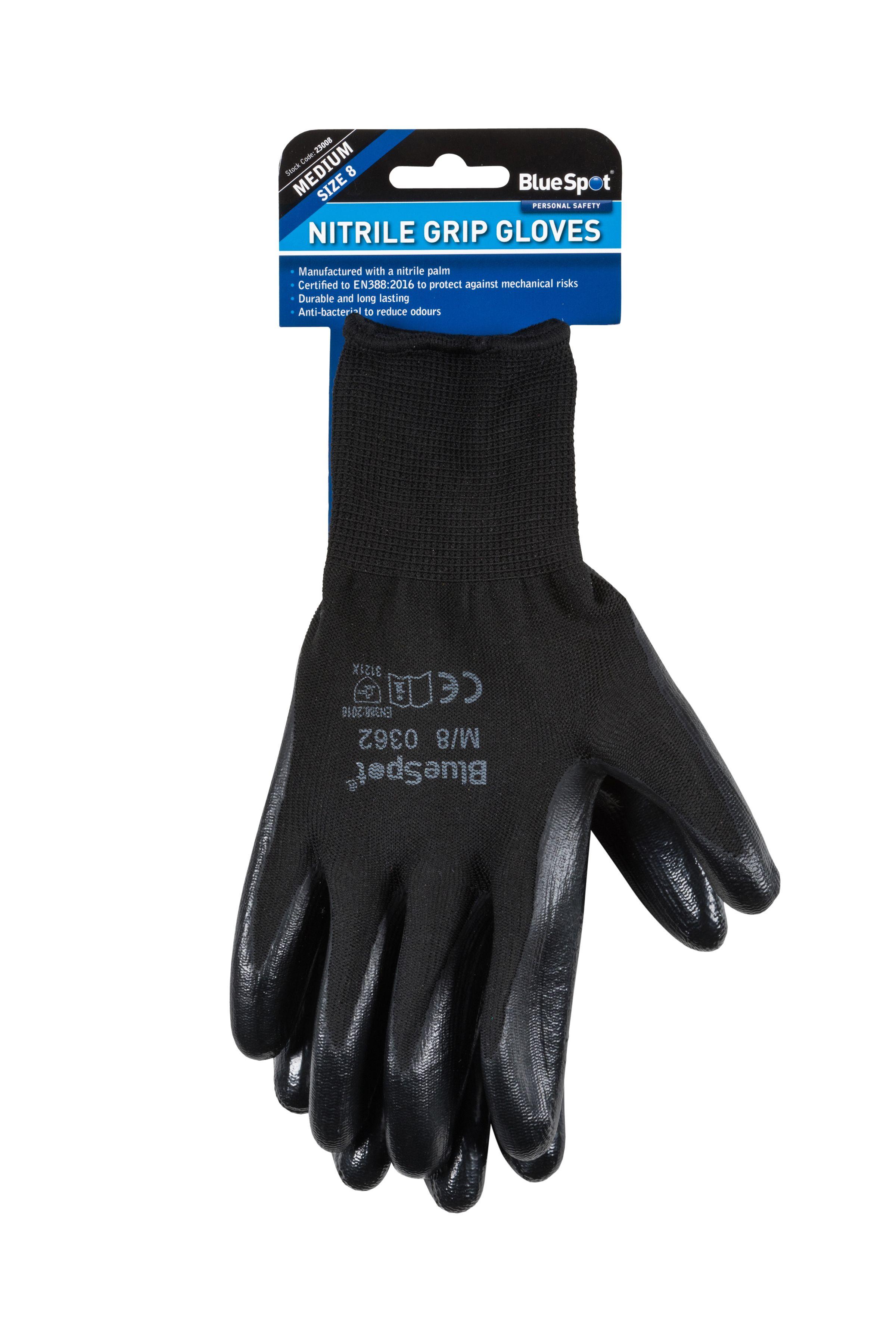 Blue Spot Tools Nitrile Grip Gloves (Medium)