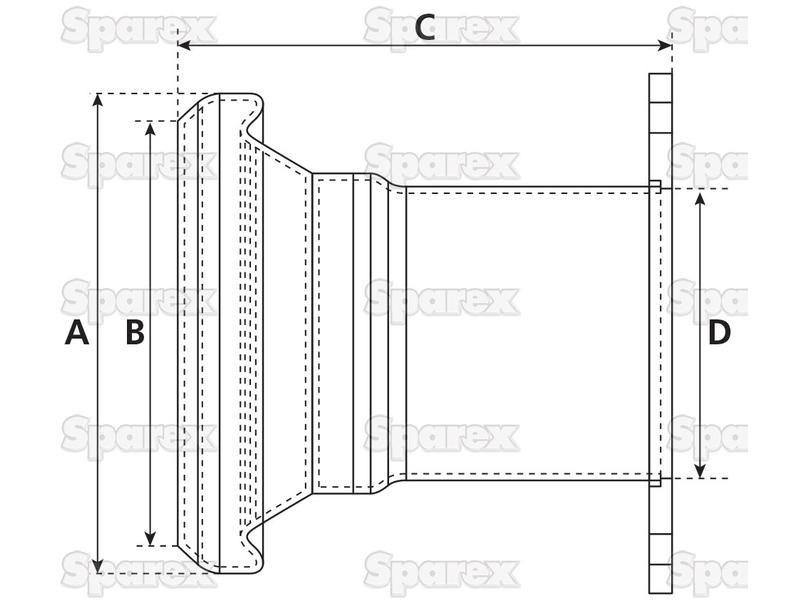 Female Coupling with Flanged end 6" Galvanised B | for Bauer Slurry Equipment