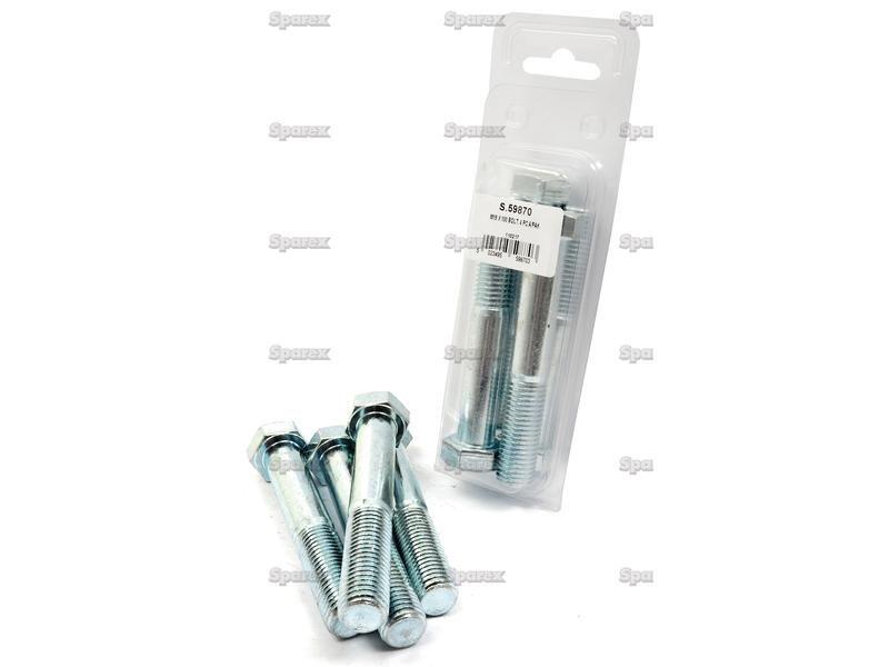 Metric Bolt, Size: M16 x 100mm (Din 931) 4 pcs. Agripak
