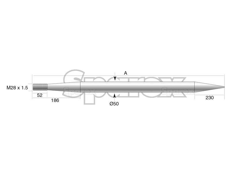 Straight Loader Tine | 980mm for Manitou, Special Conus