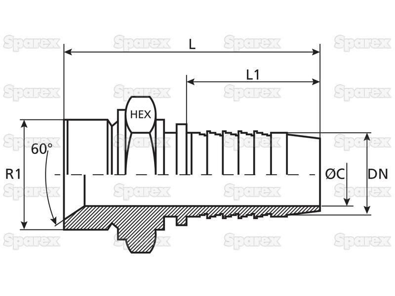 Dicsa BSP 60° Hose Insert 1/4'' x 1/8'' Male Thread Straight