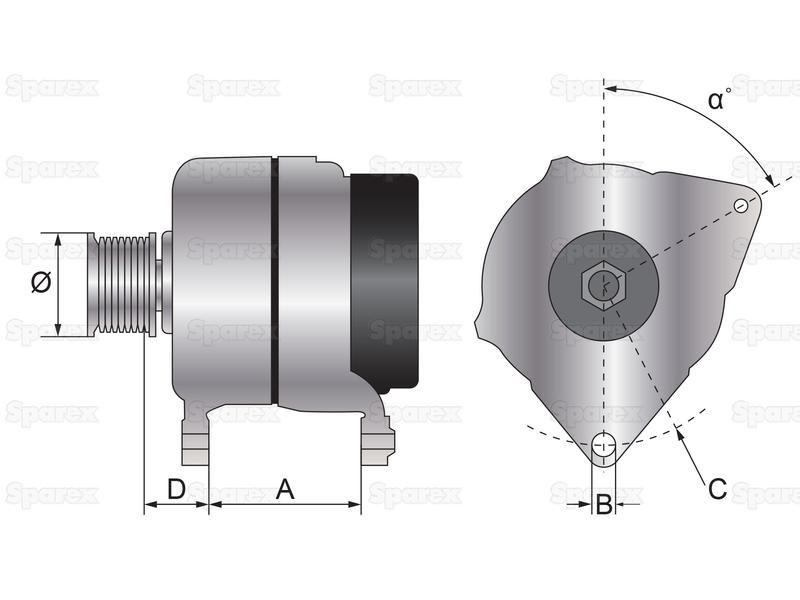 Alternator (Mahle) - 14V, 55 Amps for David Brown 990 (900 Series)