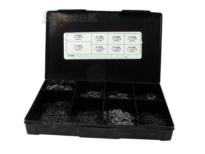 Imperial E Clip, A Ø1/4 - 7/8'', B Ø0.21 - 0.675'' (BS1500), (Handipak 500 pcs.)