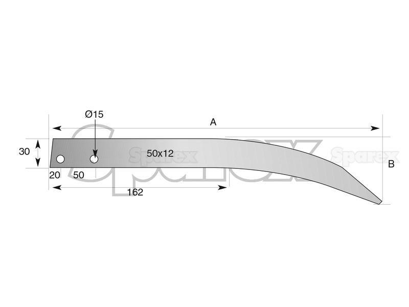 Curved Loader Tine | 500mm for Faucheux (55331)