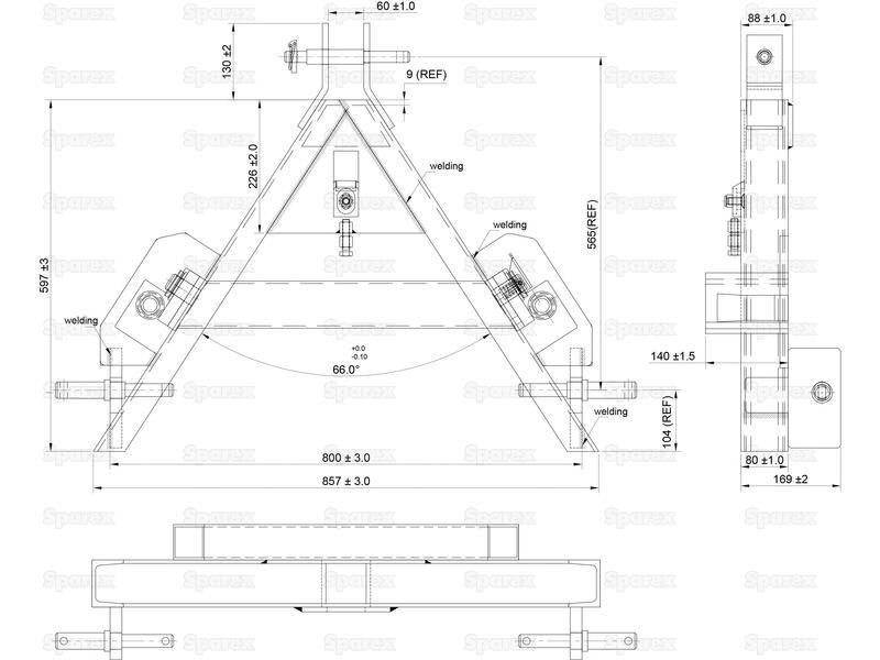 Bale Frame - 2 x M22 x 1100mm Tines (Sparex Brand)