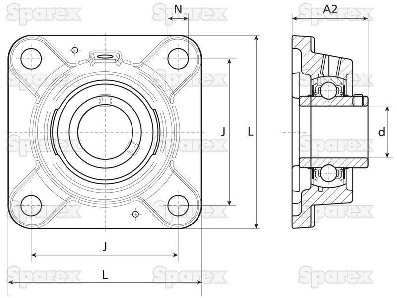 Sparex Four-Bolt Flanged Unit (UCF211) Bearings Reference (UCF211)