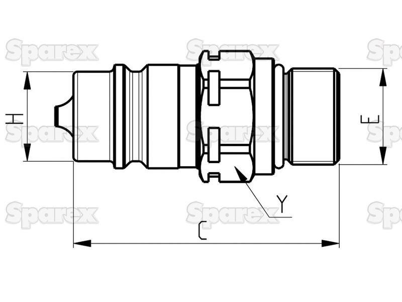 Sparex Quick Release Hydraulic Coupling Male 1/2'' Body x M16 x 1.50 Metric Male Thread