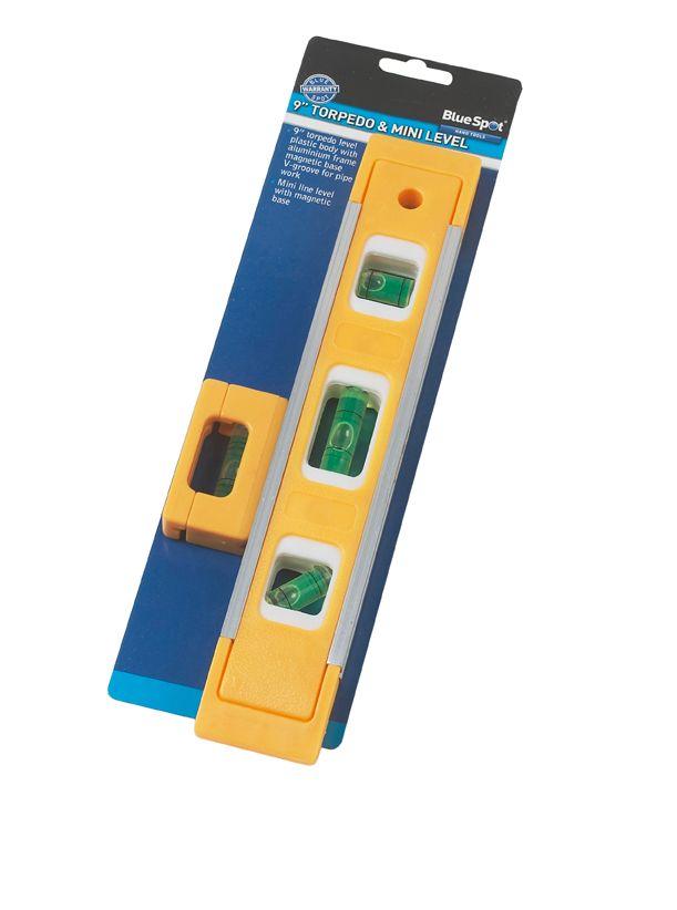 Blue Spot Tools 225mm (9") Magnetic Torpedo Level With Mini Level