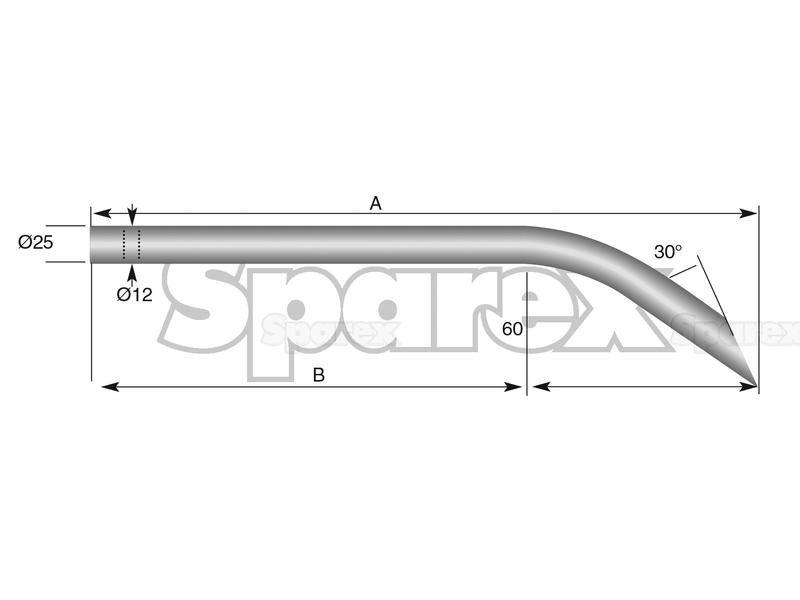 Curved Loader Tine| 560mm for Chilton, Mailleux (55003010)