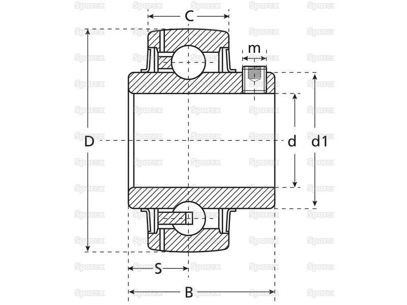 Sparex Plummer Block Bearing Insert (UC207-20) Bearings Reference (UC207, UC20720)