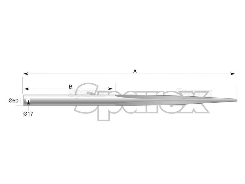 Straight Loader Tine | 1050mm for John Deere, Emily, Magsi