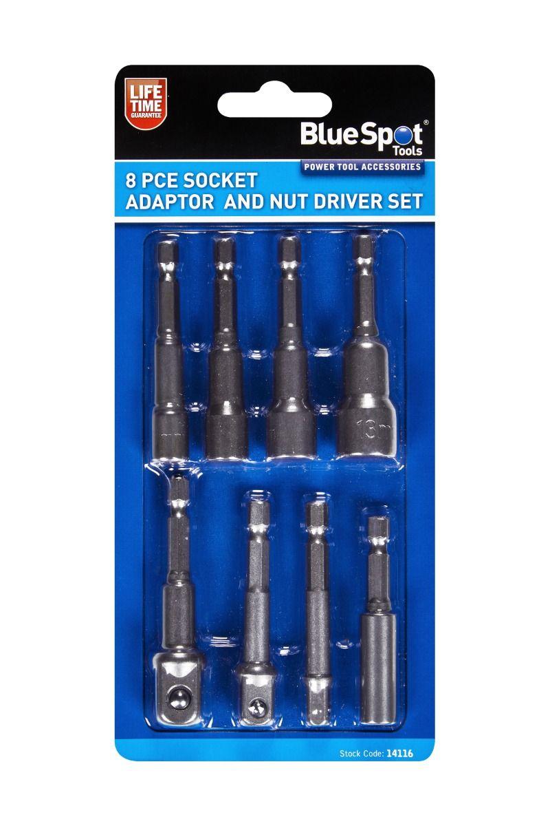 Blue Spot Tools 8 PCE Socket Adaptor and Nut Driver Set