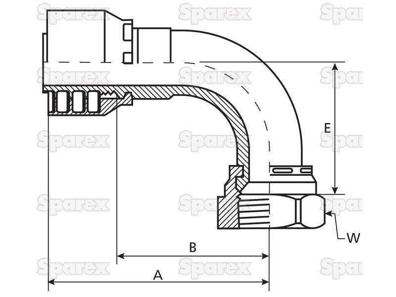 Parker JIC 37° Hose Insert 5/16'' x 1/2'' x 20'' Female 90° Swept Swivel (Short) PARKER HANNIFIN (13W48-5-5)