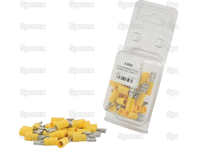 Pre Insulated Spade Terminal, Standard Crimp - Female, 6.3mm, Yellow (4.0 - 6.0mm) (Agripak 25 pcs.)