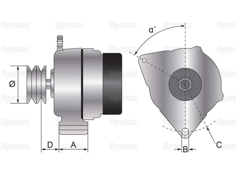 Alternator (Sparex) - 12V, 100 Amps for Ford New Holland TS90 (TS Series)