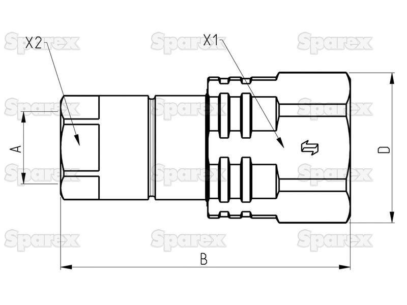 Poppet Valve Coupling Screw - Female - 3/4''BSP - VV Series Faster S.p.A (VV 34 GAS F, VV34GASF)