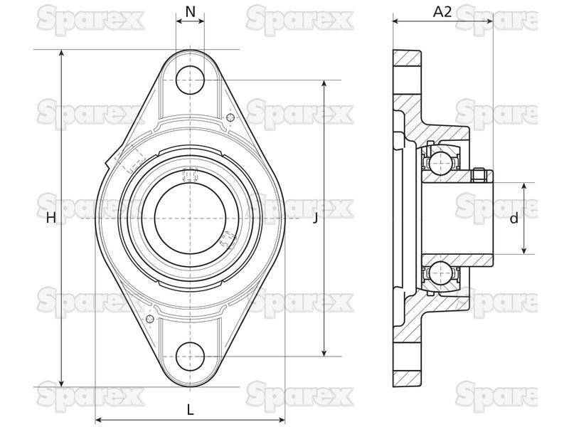 NTN SNR Two-Bolt Flanged Unit (UCFL207) Bearings Reference (UCFL207)